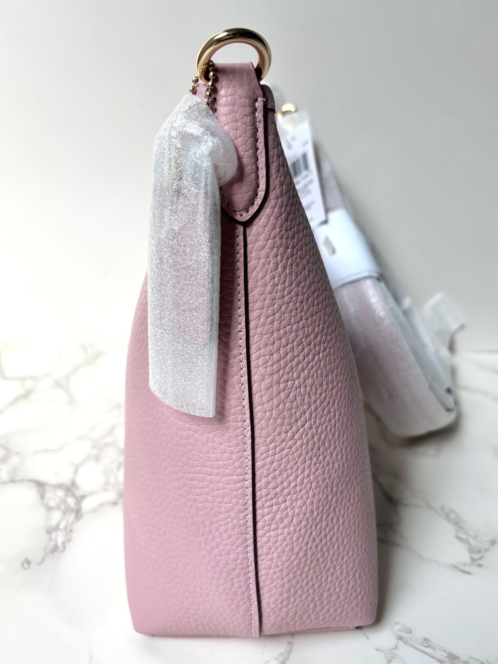 New Coach Laurel Shoulder Bag Carnation Pink Pebbled Leather - Picture 8 of 14